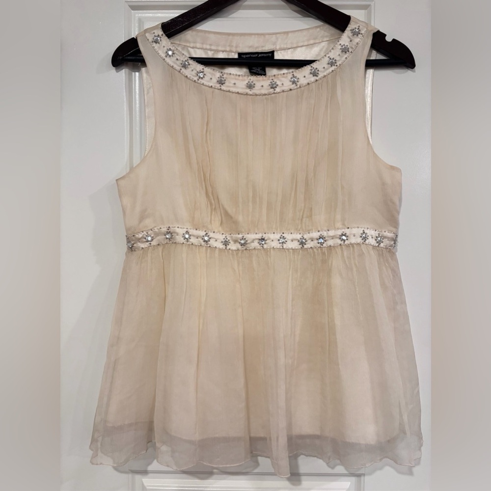 Beautiful silk and sheer , side zip top